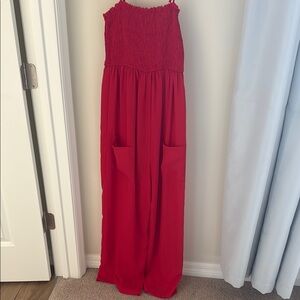 Cupshe Vibrant Red Strapless Jumpsuit